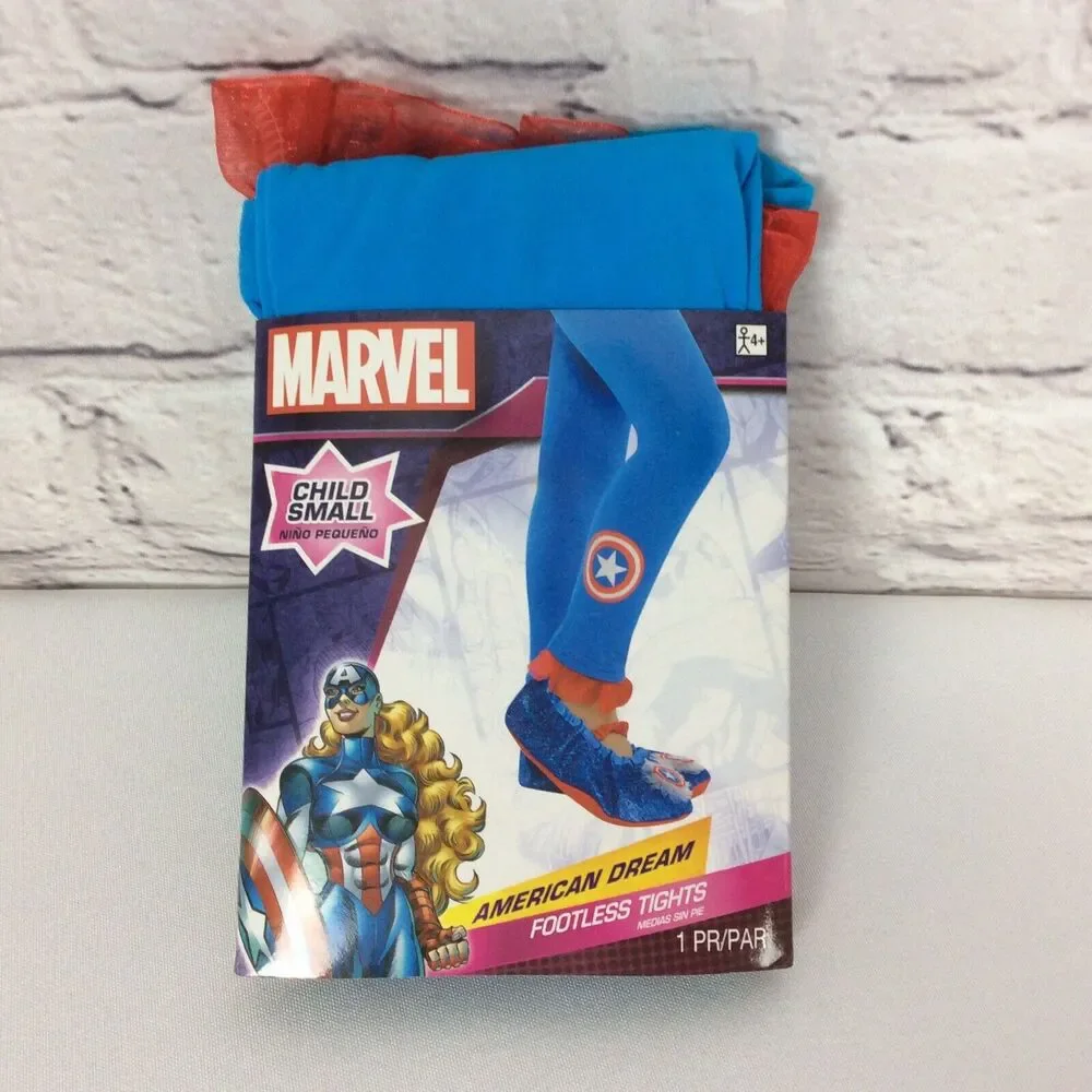 Marvel Girls American Dream Footless Tights Child Size Small Cosplay Costume NIP